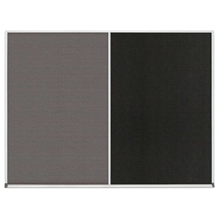 United Visual Products Double Door Radius Corkboard, 60"x36", Bla UV7004RC-BLACK-RUBBER